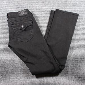 True Religion Jeans Womens 27 Black Billy Bootcut Flap Pockets Made in USA